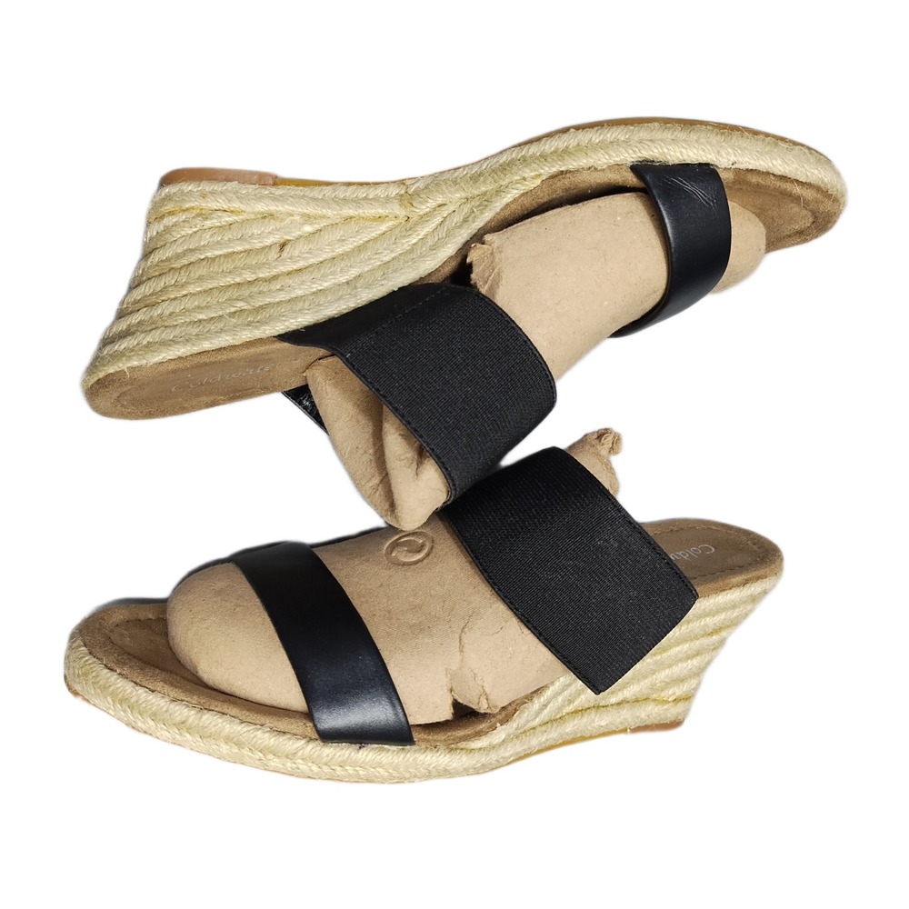 Coldwater Creek Espadrille Sandals Womens US 8.5M Multi Leather Wedge Open Toe